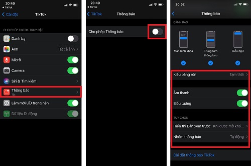 Cách bật thông báo trên TikTok