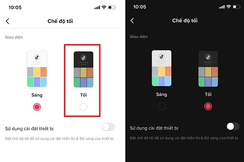  bật chế độ tối trên TikTok