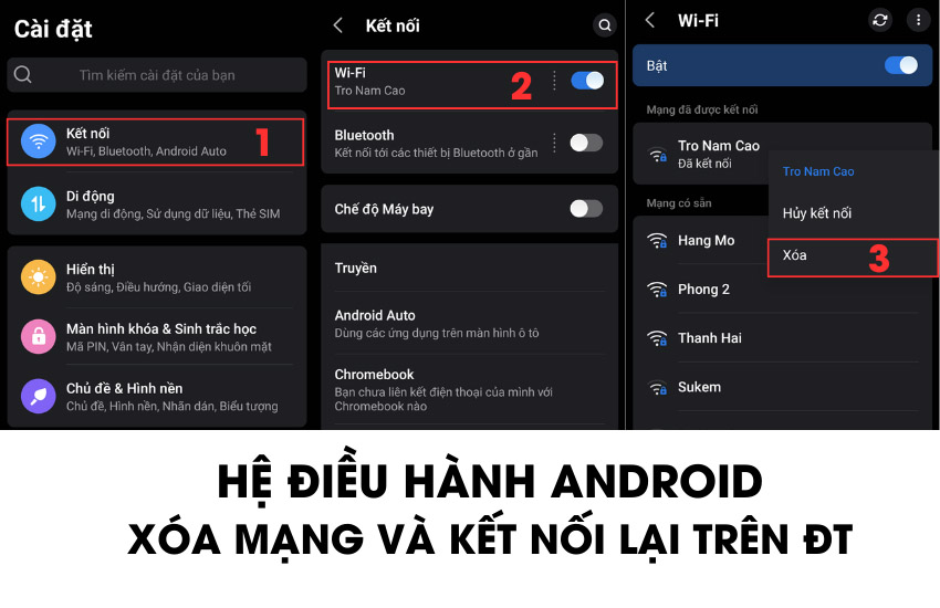 Xoa va ket noi lai mang tren Android