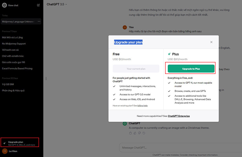 Nang cap chat gpt